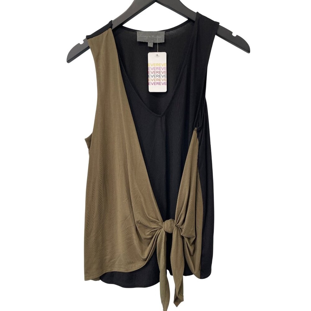 Sunday In Brooklyn Tank Top Size Small V Neck Sleeveless Black Olive Green NEW